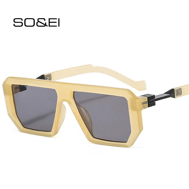 Top Trends: SO&amp;EI Retro Polygon Square Sunglasses Women Fashion Jelly Color Eyewear Shades UV400 Brand Designer Men Trending Sun Glasses Shoppable Styles