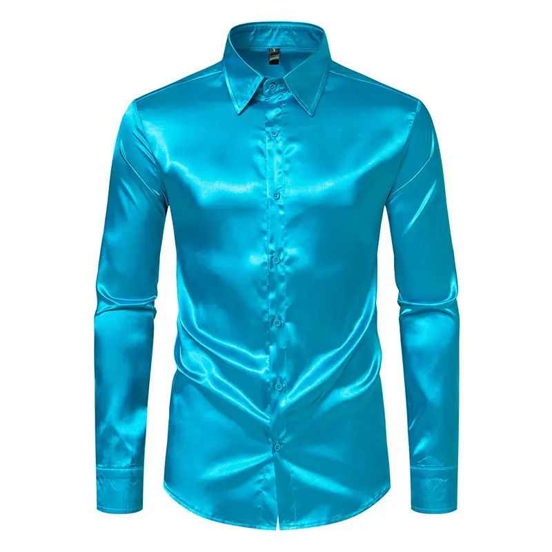 Top Trends: 2023 Men's Luxury Silky Stain Shirts Long Sleeve Fashion Business Formal Dress Shirt Men Wedding Party Stage Clothes Shoppable Styles