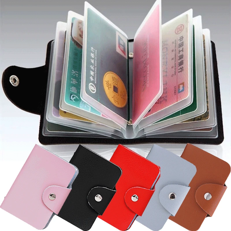 Top Trends: 24 Bits Credit Card Holder Business Bank Card Pocket PU Large Capacity Card Cash Storage Clip Organizer Case ID Holder Pouch Shoppable Styles