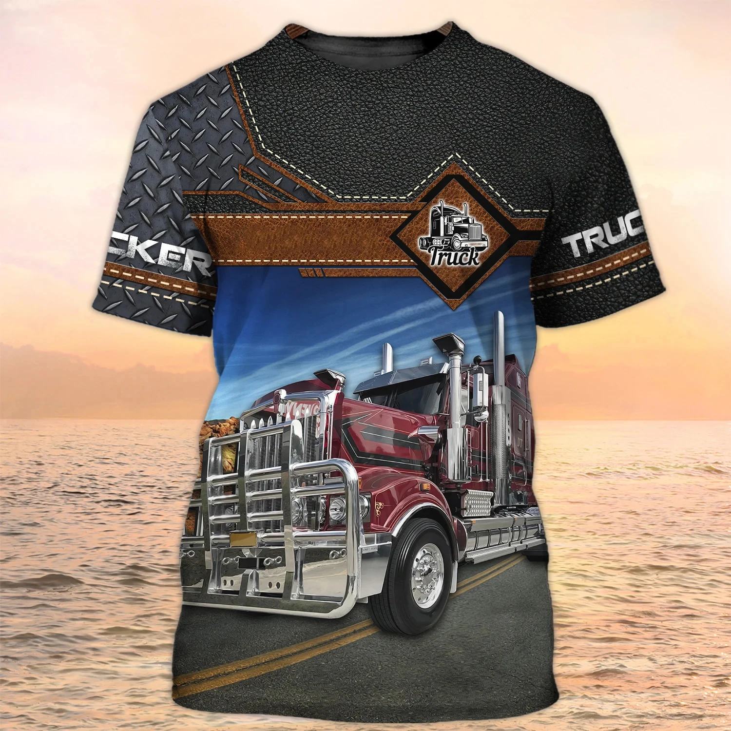 Top Trends: Trucker Shirt Men&#039;s T-shirt 3D Truck Print Uniform Short Sleeve Tops 2023 New Harajuku Clothing Summer O Neck Oversized Pullover Shoppable Styles