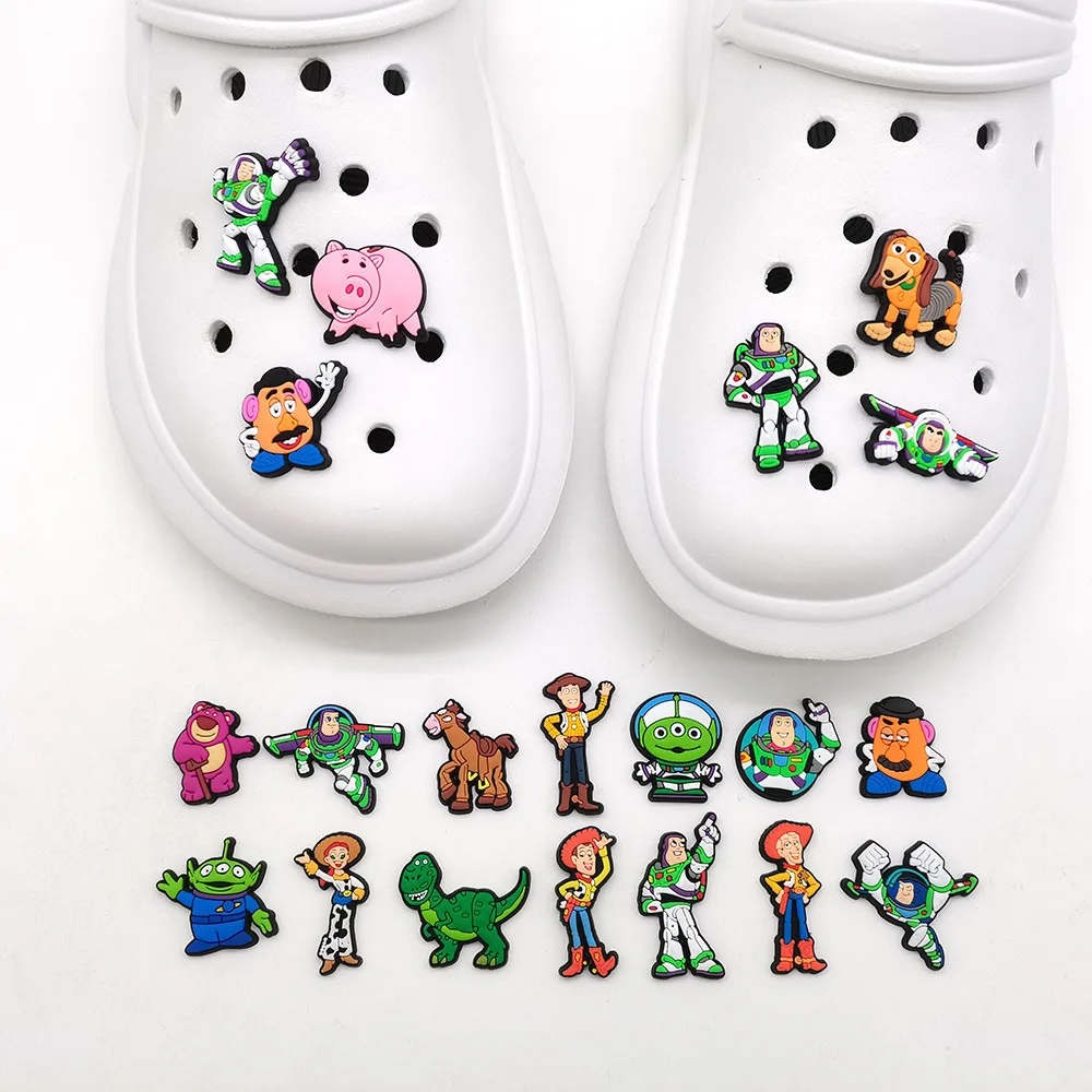 Top Trends: Disney Cartoon Toy Story Shoe Buckle Buzz Lightyear Anime Figure Sneakers Accessories Fit Croc Charms Decoration Kids Party Gift Shoppable Styles