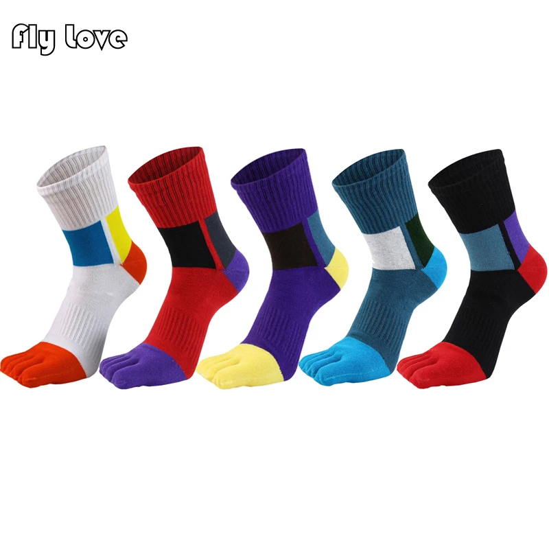 Top Trends: Sport Five Toe Socks Compression Colorful Young Antibacterial Breathable Cotton Crew Casual Men Socks With Toes EU 39-44 Shoppable Styles