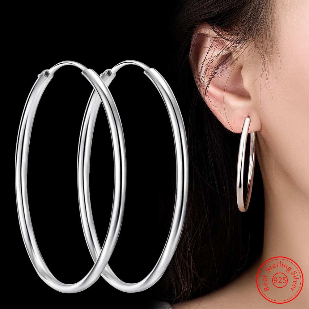 Top Trends: Genuine 925 Sterling Silver Women's New Jewelry Fashion Round Hoop Earrings XY0169 Shoppable Styles