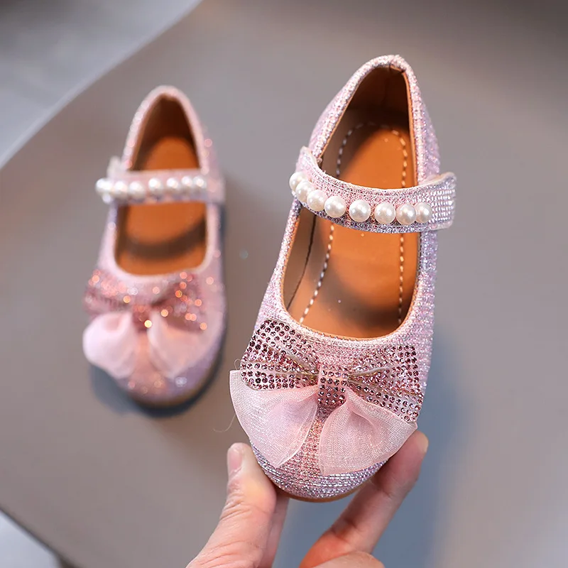 Top Trends: Spring New Girls Leather Shoes Princess Cute Bow Pearl Baby Girl Shoes Soft Bottom Kids Sneakers Toddler Shoes SP118 Shoppable Styles