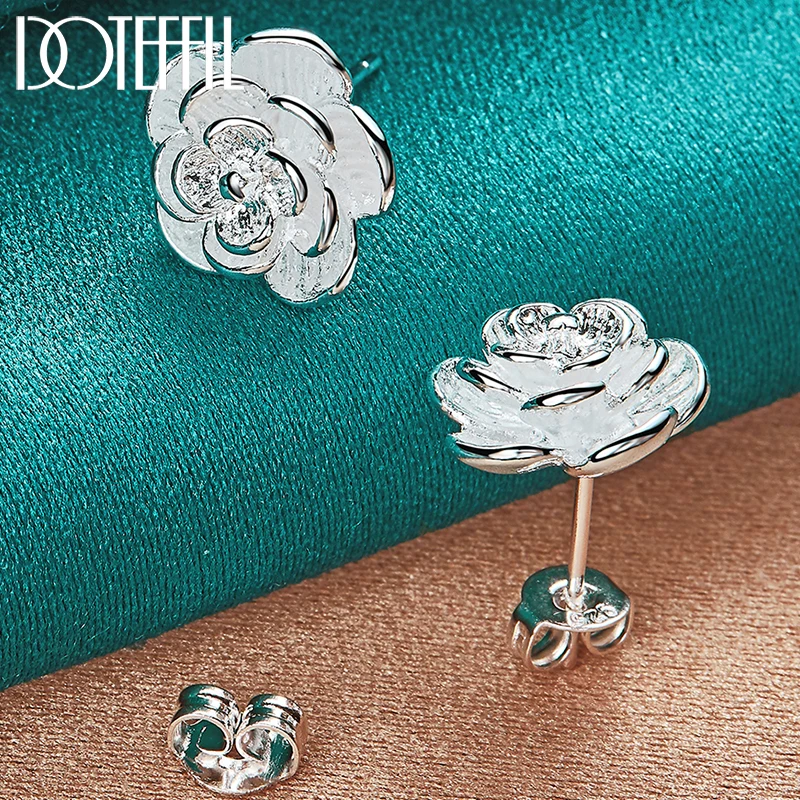 Top Trends: DOTEFFIL 925 Sterling Silver Rose Flowers Stud Earring For Woman Fashion Wedding Engagement Jewelry Shoppable Styles