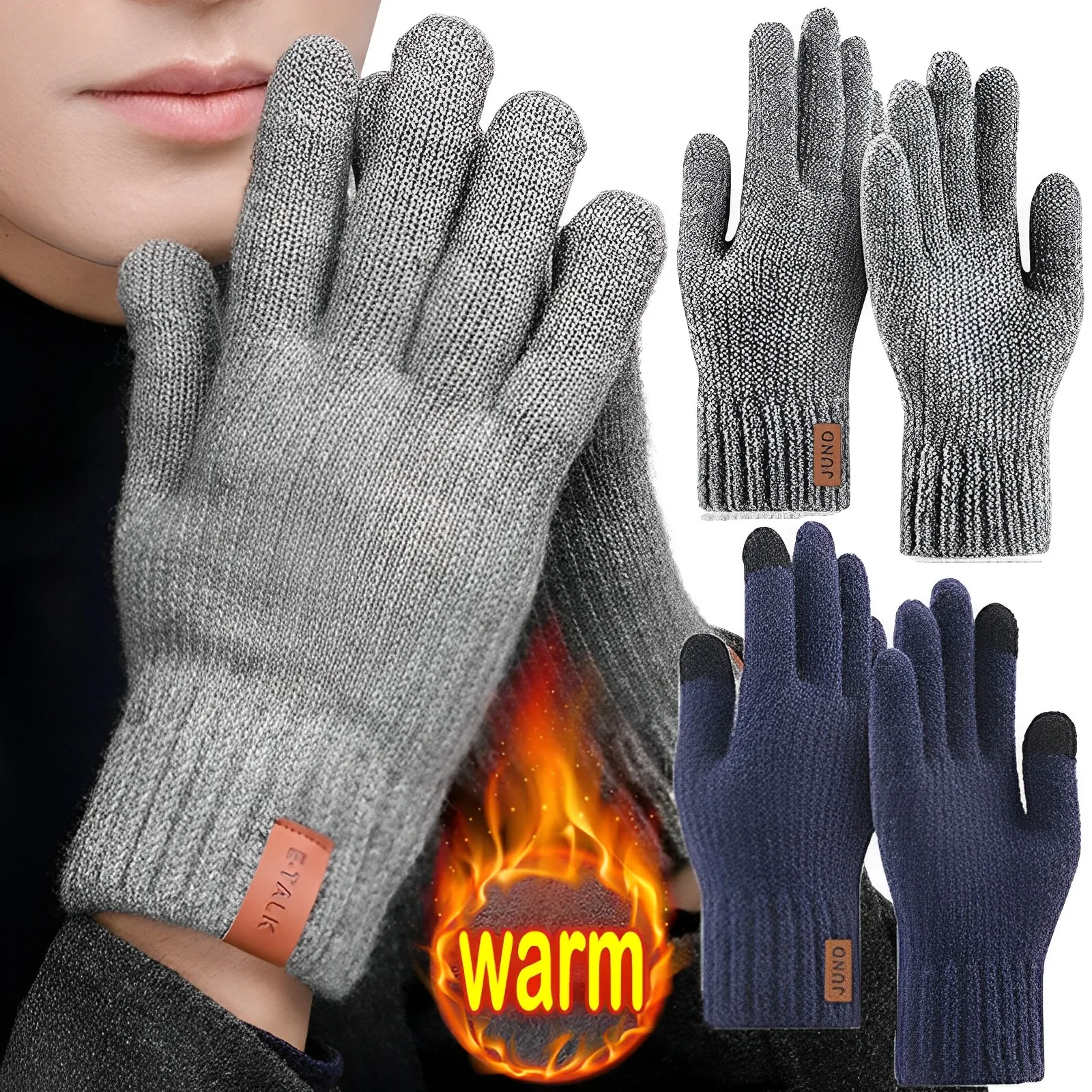 Top Trends: Winter Men Warm Knitted Gloves Touchscreen High Quality Male Mitten Thicken Warm Wool Cashmere Solid Color Men Business Gloves Shoppable Styles