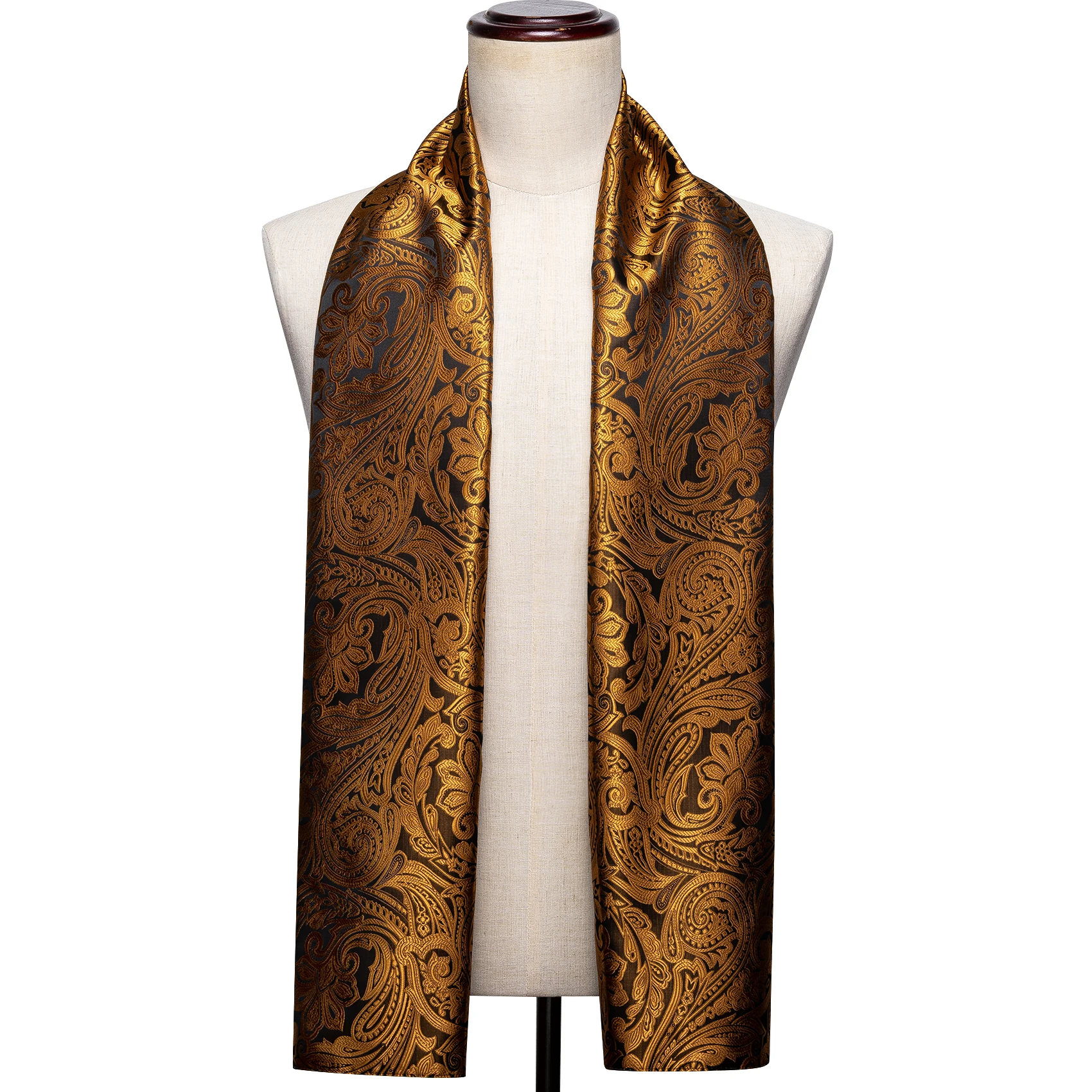 Top Trends: New Fashion Men Women Scarf Gold Paisley 100% Silk Scarf Autumn Winter Casual Business Suit Shirt Scarf 160*50cm Barry.Wang Shoppable Styles