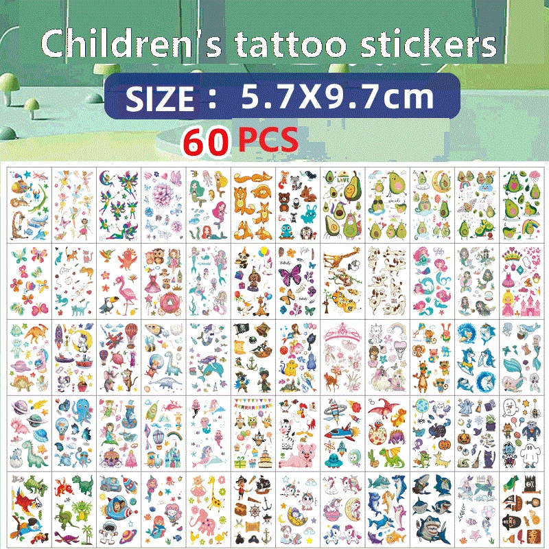 Top Trends: 60PCS New Temporary Tattoo Sticker For Children Kids Waterproof Tattoos Festival Glitters Face Girls Boy Child Mini Fake Tattoo Shoppable Styles