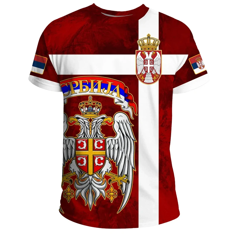 Top Trends: Serbia Men Women Casual T-shirt Serbia Flag National Emblem 3d Printed Oversized Loose Tshirt Fashion Harajuku Hip Street Tops Shoppable Styles