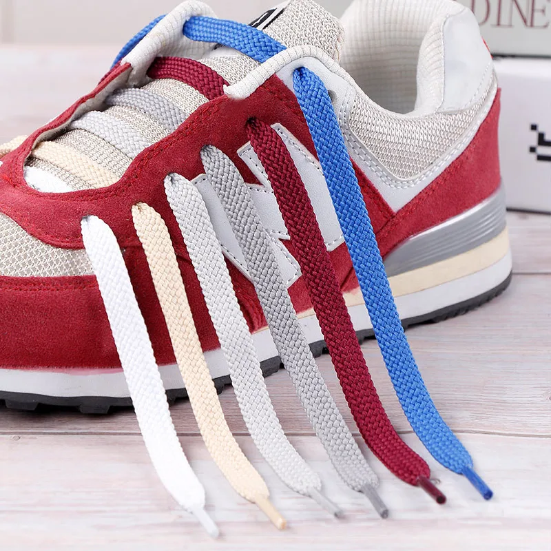 Top Trends: 1Pair Flat Shoe Laces Solid Classic Shoelaces Sneakers Laces For Shoes Quality Double Rope Shoelace 8mm Width 100 / 120 / 140 / 160CM Shoppable Styles