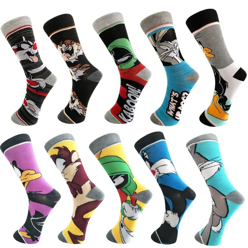 Top Trends: Funny Cartoon Anime Print Socks Rabbit Duck Cat Fashion Personality Novelty Men And Women Comfort Breathable Cotton Mens Socks Shoppable Styles