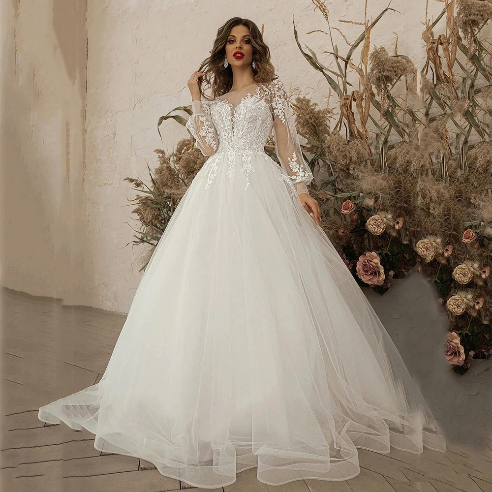 Top Trends: Bohemian Women's Wedding Dresses Lace Applique 2023 Princess Bride Gowns Formal Beach Party Lantern Sleeve Plus Size Robes De Shoppable Styles