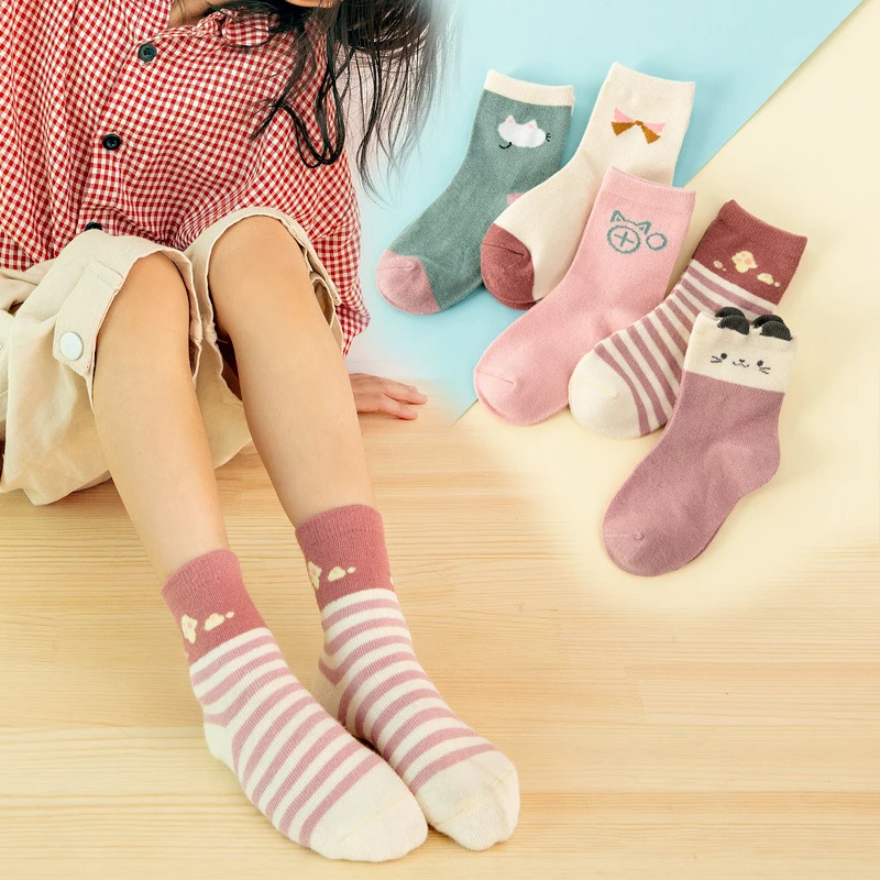 Top Trends: 5Pairs / Lot Baby Soft Cotton Autumn And Winter Socks Newborn Cute Middle Tube Socks Girls Boys Toddler Infant Clothes Accessories Shoppable Styles