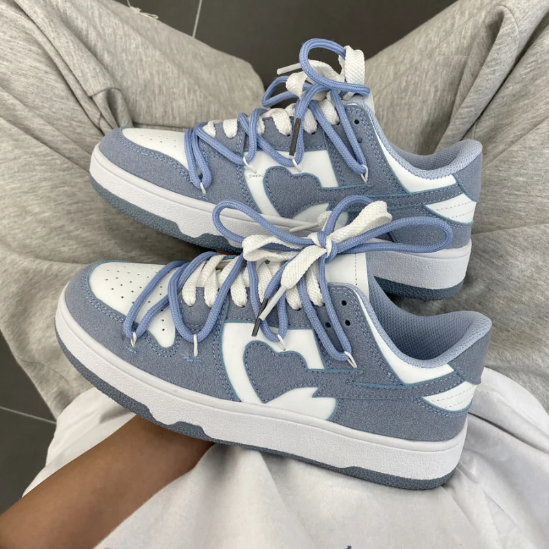 Top Trends: Summer Preppy Style Sneakers Girly Heart Fashion Blue Casuals Sneakers New Couple Trend Lace-up White Shoes Sneakers Women Shoes Shoppable Styles