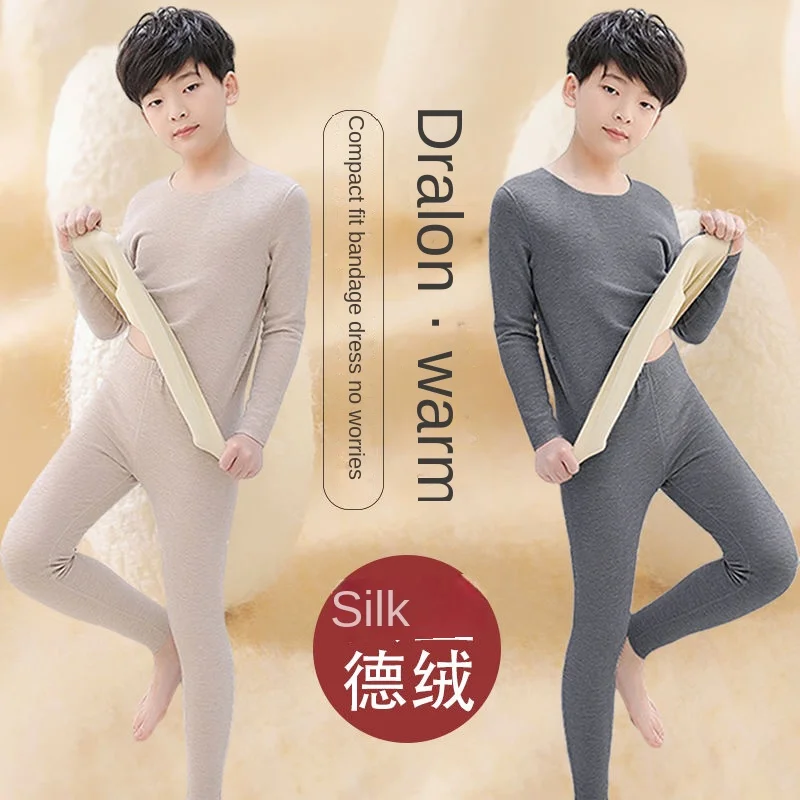 Top Trends: New Autumn And Winter Children&#039;s Velvet Seamless Thermal Underwear Set 2-16T Children&#039;s Velvet Thermal Clothes Children&#039;s Pajama Shoppable Styles