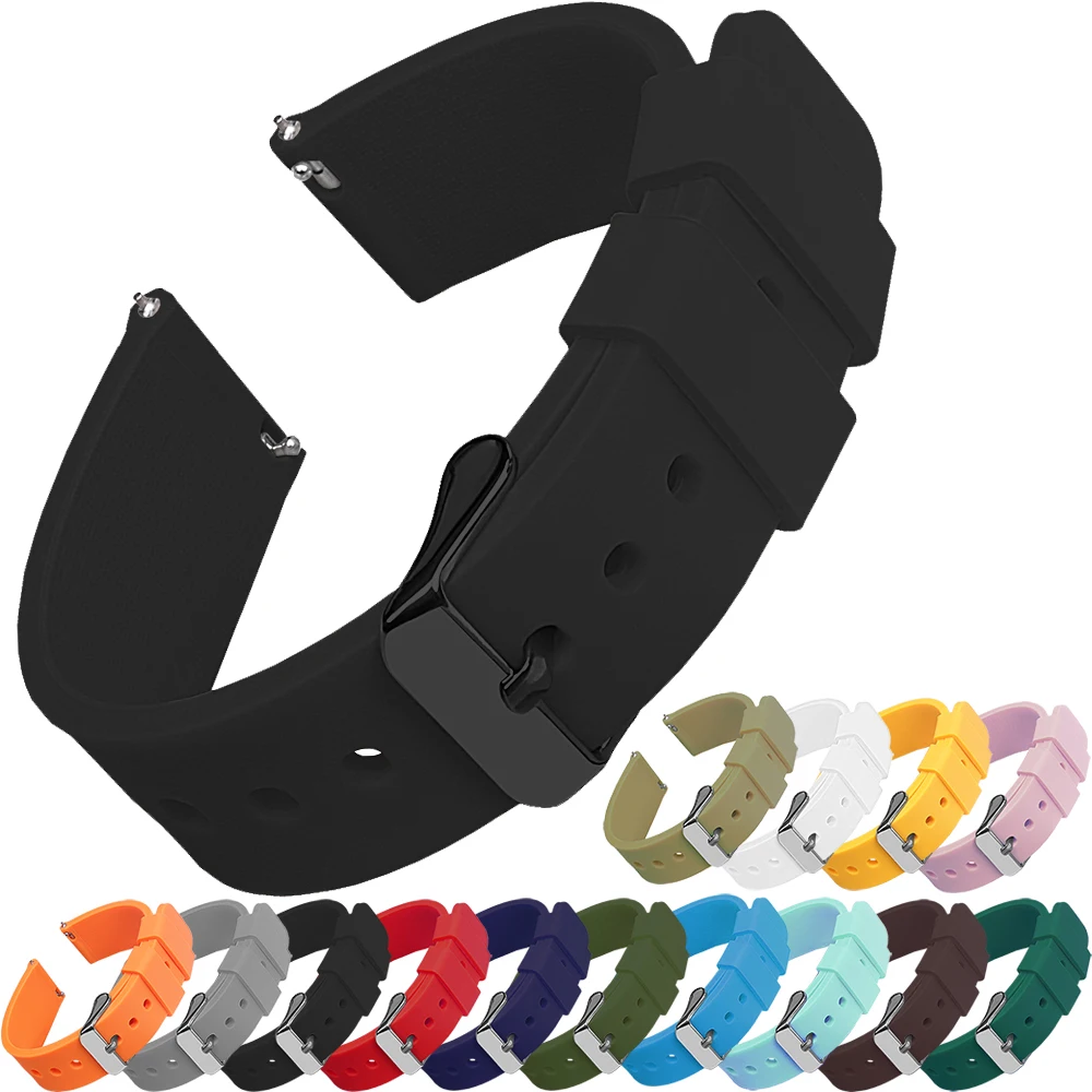 Top Trends: Fashion Watch Straps 14 / 16 / 18 / 19 / 20 / 21 / 22 / 24 Mm Silicone Samsung Galaxy, Garmin Huawei Soft Rubber Watch Bands Multiple Colors Shoppable Styles