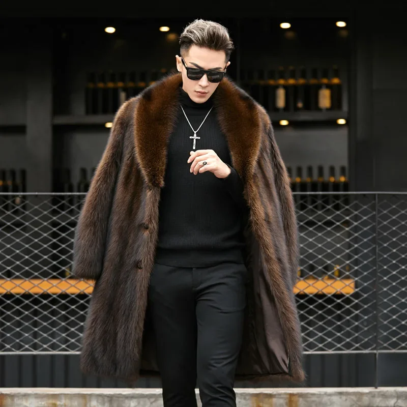 Top Trends: New Windbreak Coat Men's Imitation Fishing Whole Mink Leisure Business Long Fur Jackets For Men Overlord CEO Clothing Suit Shoppable Styles