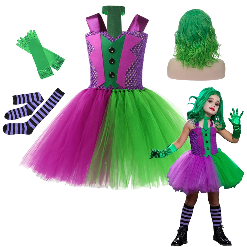 Top Trends: Halloween Costume For Kids Green Girls Tutu Dress Kids Cosplay Scary Clown Costume Girl Carnival Masquerade Party Dress Up 2-12Y Shoppable Styles