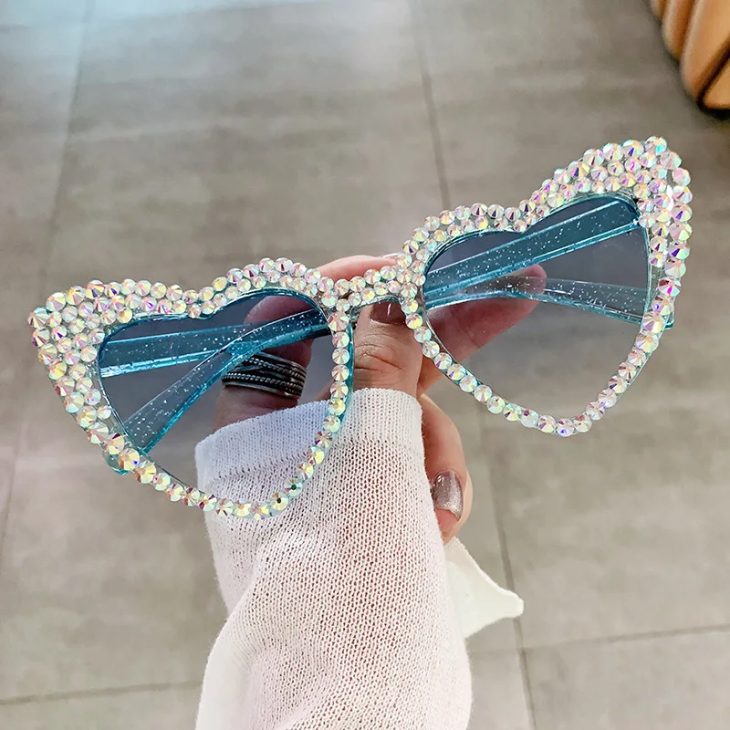 Top Trends: Women New Luxury Diamond Sunglasses Large Heart Shape Ultraviolet Sun Glasses For Ladies Unisex Large Frame Hip Hop Eyewear Shoppable Styles - Image 2