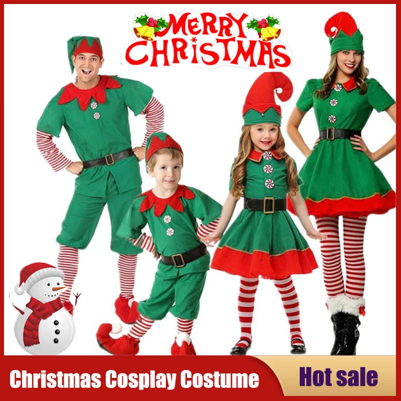 Top Trends: Christmas Santa Claus Costume Adult Kids Family Green Elf Cosplay Outfits Carnival Party New Year Performance Xmas Dress Gift Shoppable Styles