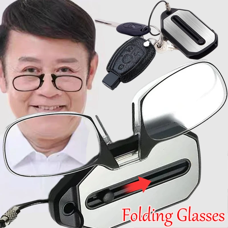 Top Trends: Portable Clip-on Reading Glasses Folding Legless Ultralight Keychain Glasses Men Women Mini Presbyopic Glasses + 1.0 To + 3.0 Shoppable Styles