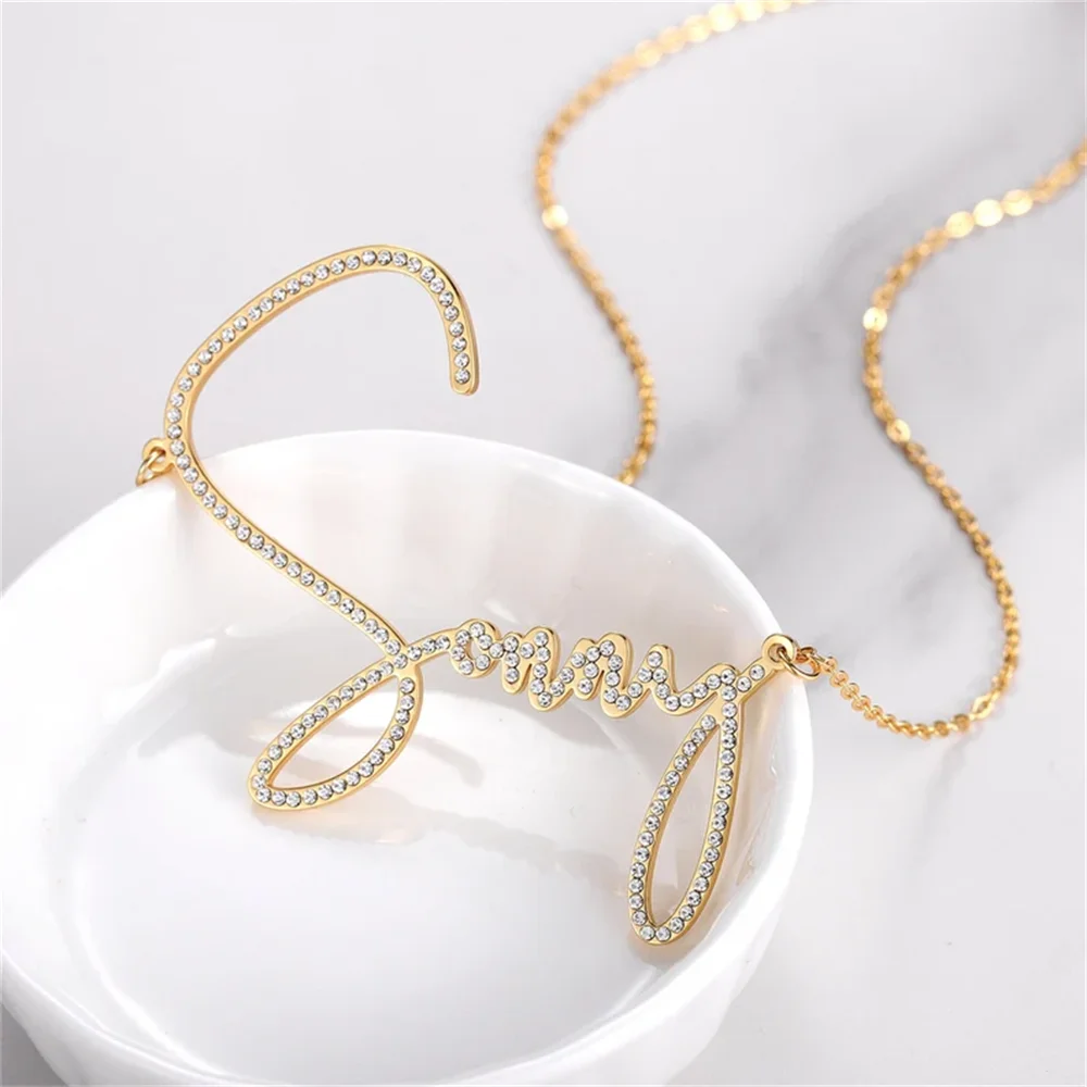 Top Trends: Custom Crystal Name Necklace For Women Stainless Steel Personalized Necklaces Cable Chain Necklaces With Names Jewelry Shoppable Styles