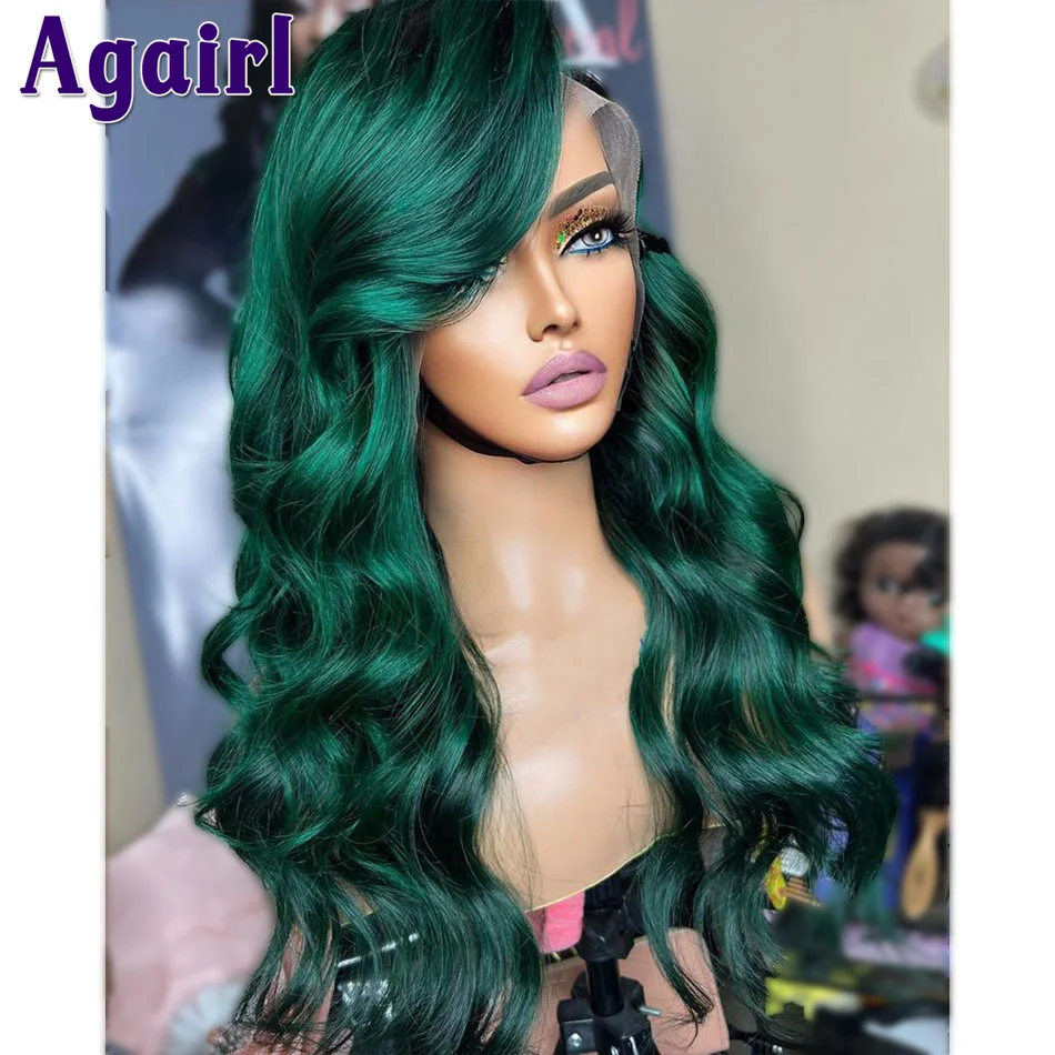 Top Trends: 13X4 Glueless Wavy Human Hair Lace Front Wig Ombre 1B Green Brazilian Remy 13X6 Body Wave Lace Frontal Wig 5x5 Lace Closure Wigs Shoppable Styles - Image 6