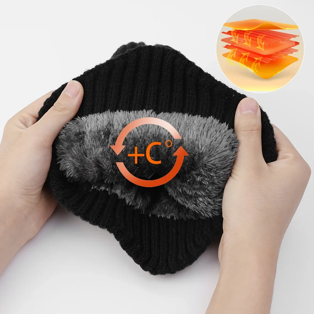 Top Trends: Winter Warm Caps With Face Neck Protect Cover Men Velvet Coral Fleece Thickening Plus Skullies Beanies Scarf Mask Bonnet Hats Shoppable Styles - Image 3