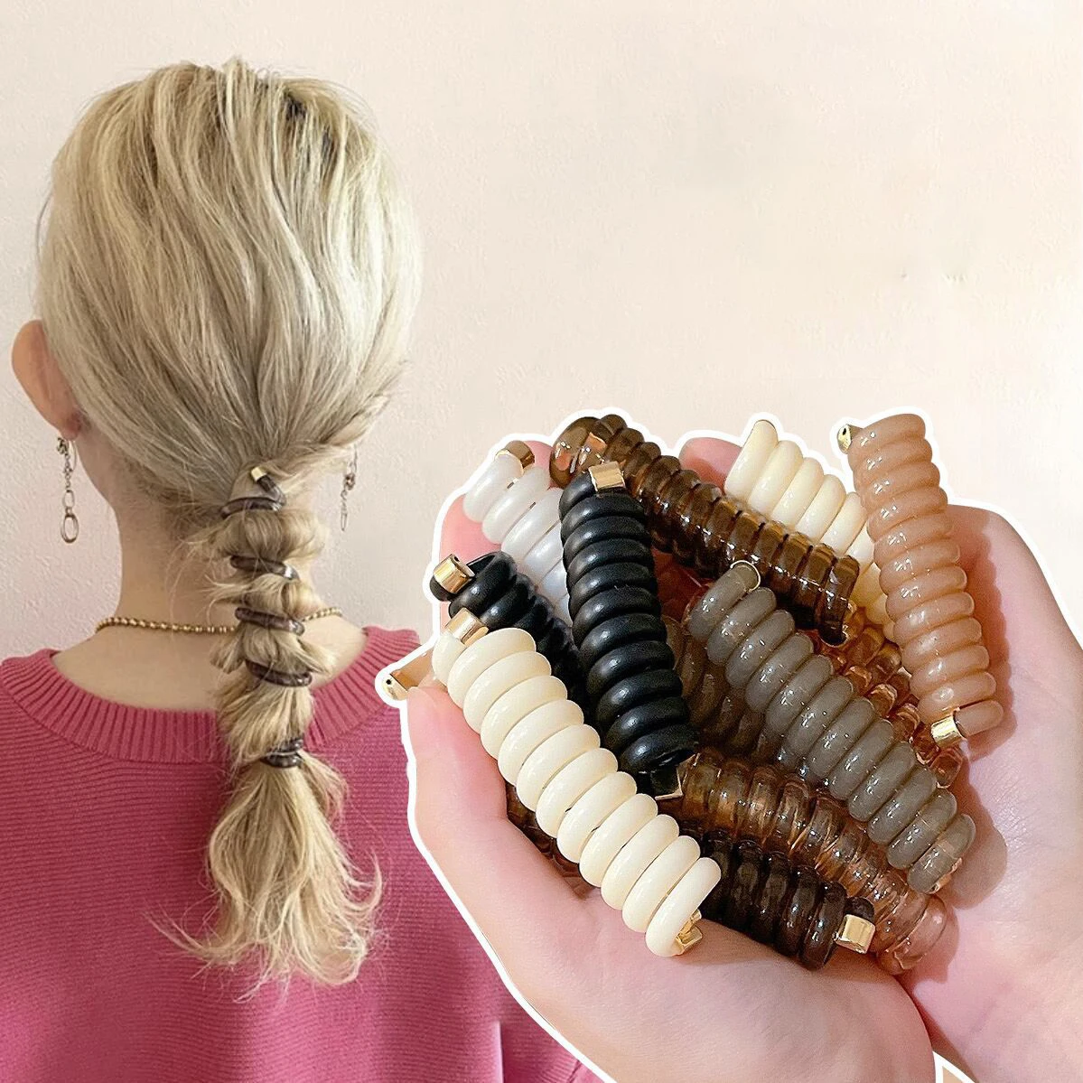 Top Trends: Elastic Telephone Wire Hair Ties Women Girls Solid Color Hair Bands Spiral Coil Rubber Band Ponytails Head Rope Hair Accessories Shoppable Styles - Image 2