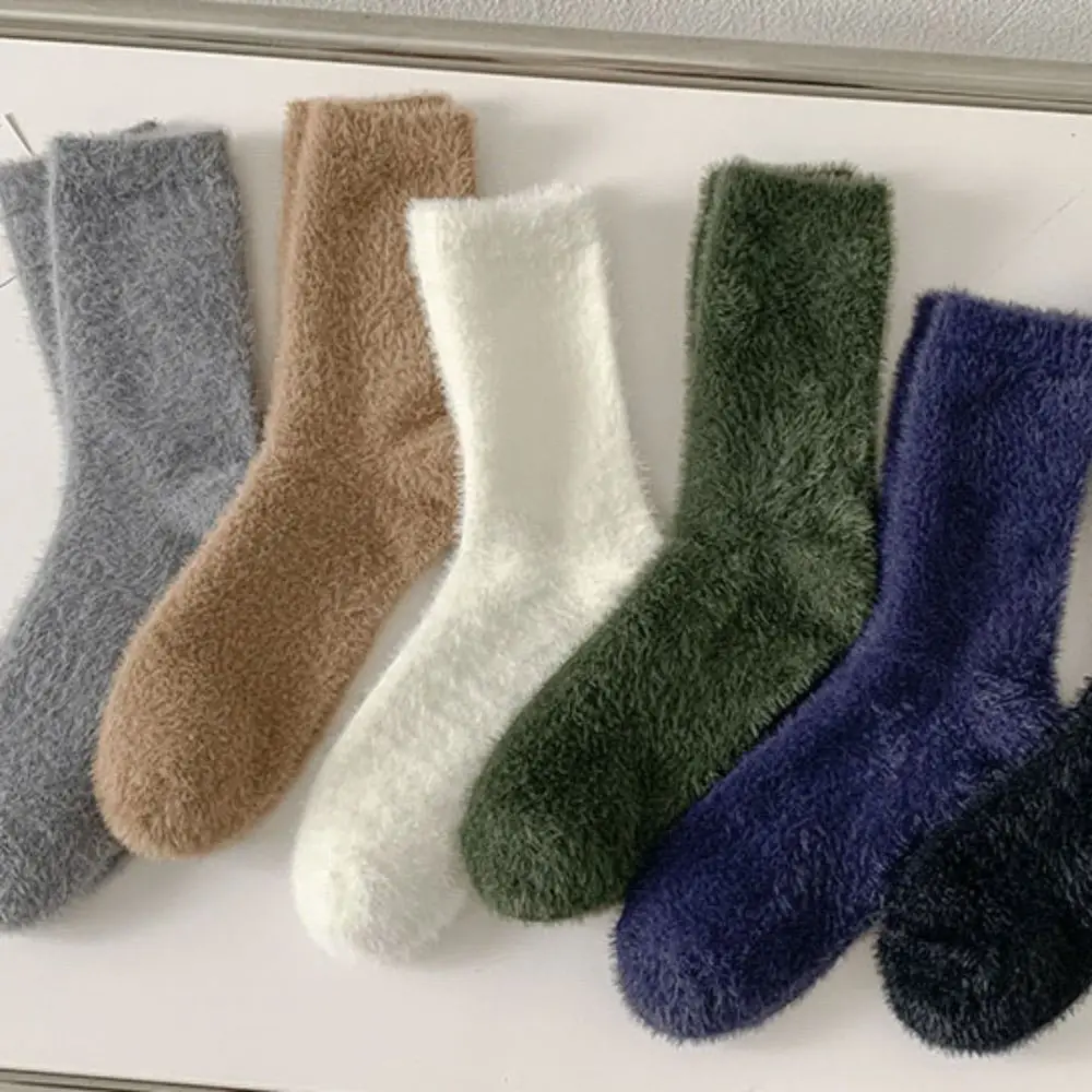 Top Trends: Cozy Mink Velvet Socks Men Women Winter Thicken Warm Pure Color Casual Socks Sleep Bed Floor Home Fluffy Sock Shoppable Styles