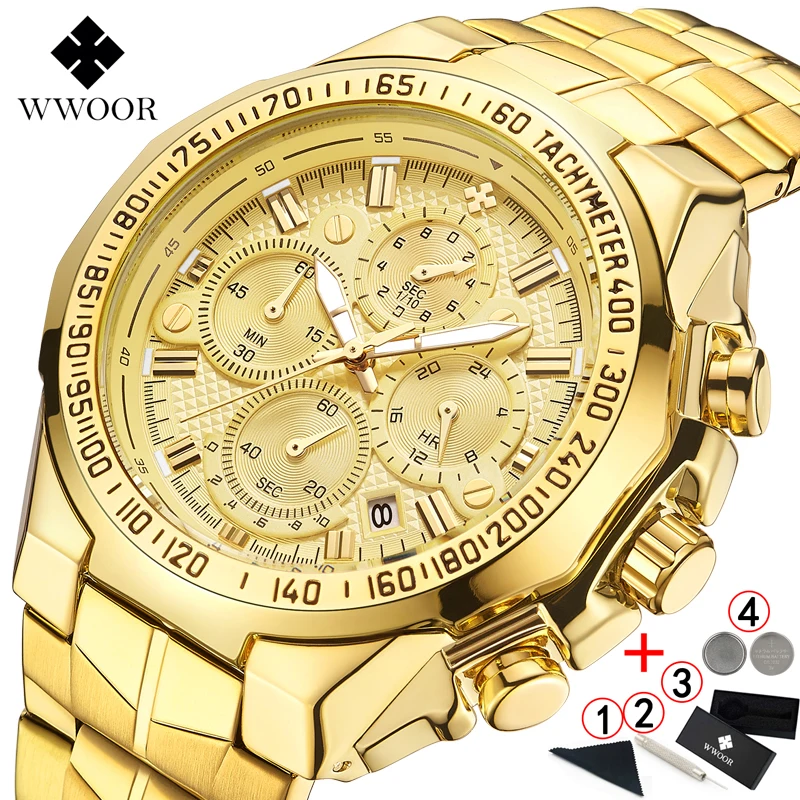 Top Trends: Relogio Masculino WWOOR Mens Watches 2024 Top Brand Luxury Wrist Watches For Men Gold Big Golden Male Chronograph Wristwatch Man Shoppable Styles