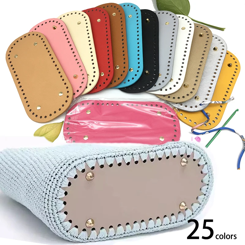 Top Trends: 22x10cm Long Bottom For Knitted Bag PU Leather Bag Base Handmade Bottom With 52 Holes DIY Crochetbag Bottom Bag Making Accessory Shoppable Styles