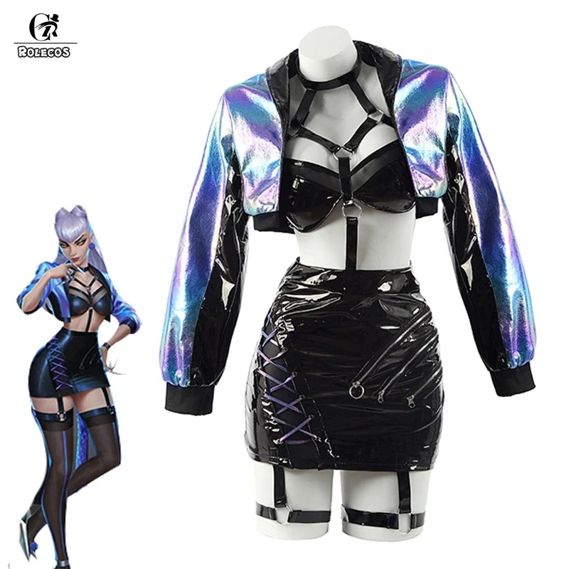 Top Trends: ROLECOS Game LOL KDA Cosplay Costume Evelynn Cosplay Costume Women Sexy KDA All Out Evelynn Costume Halloween Bra Skirt Full Set Shoppable Styles