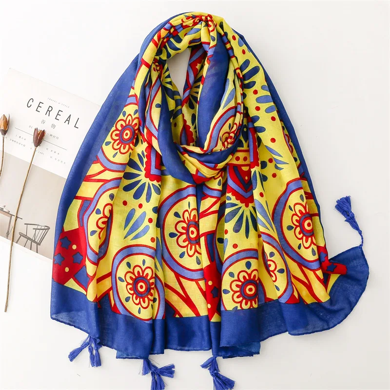 Top Trends: African Indian Ethnic Geometric Floral Tassel Viscose Shawl Scarf High Quality Wrap Headband Bufanda Muslim Hijab Sjaal 180*90Cm Shoppable Styles - Image 4