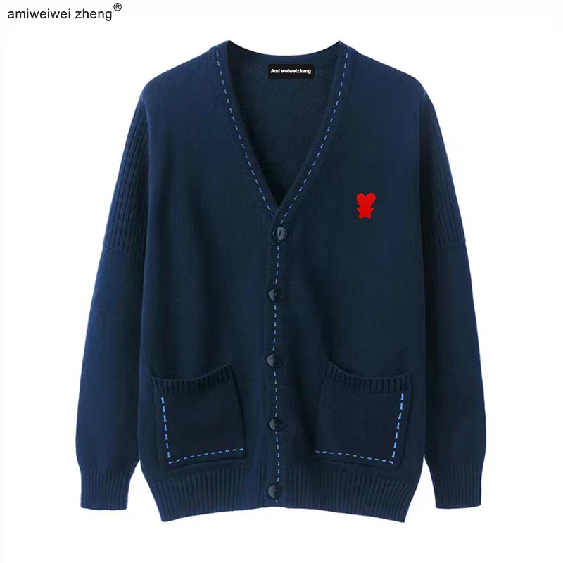 Top Trends: High Quality Cardigan Sweater Men's Three-Dimensional Pocket Love Luxury 2023 New Spring And Autumn Coat Men's Casual Top Ami 06 Shoppable Styles