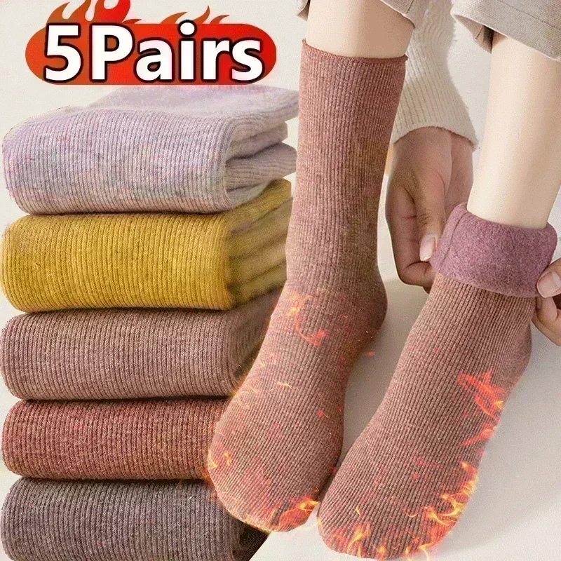 Top Trends: Women Men Winter Socks Warm Thicken Thermal Snow Boots Floor Socks Soft Velvet Cashmere Sock Sleep Solid Color Home Floor Socks Shoppable Styles - Image 2