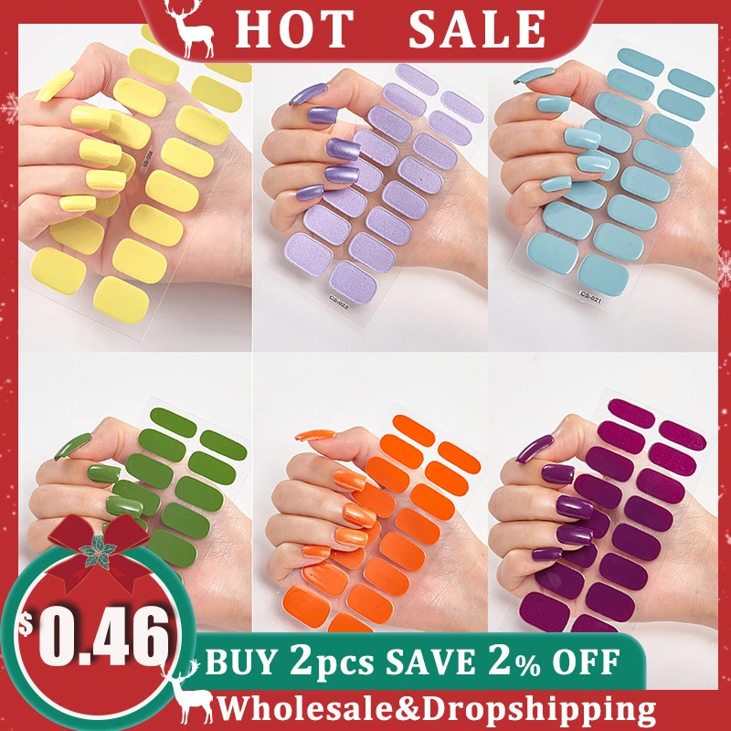 Top Trends: Semi Cured Gel Solid Color Nail Art Stickers Full Cover Glillter Bright Nail Decals Minimalist Self-adhesive Nails Wraps Strips Shoppable Styles