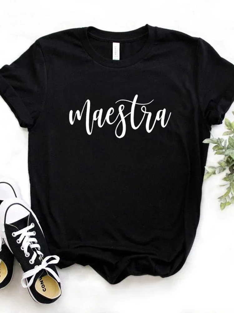 Top Trends: Women T Shirt Maestra Letters Print Tshirt Women Short Sleeve O Neck Loose T-shirt Ladies Causal Tee Shirt Clothes Tops Shoppable Styles