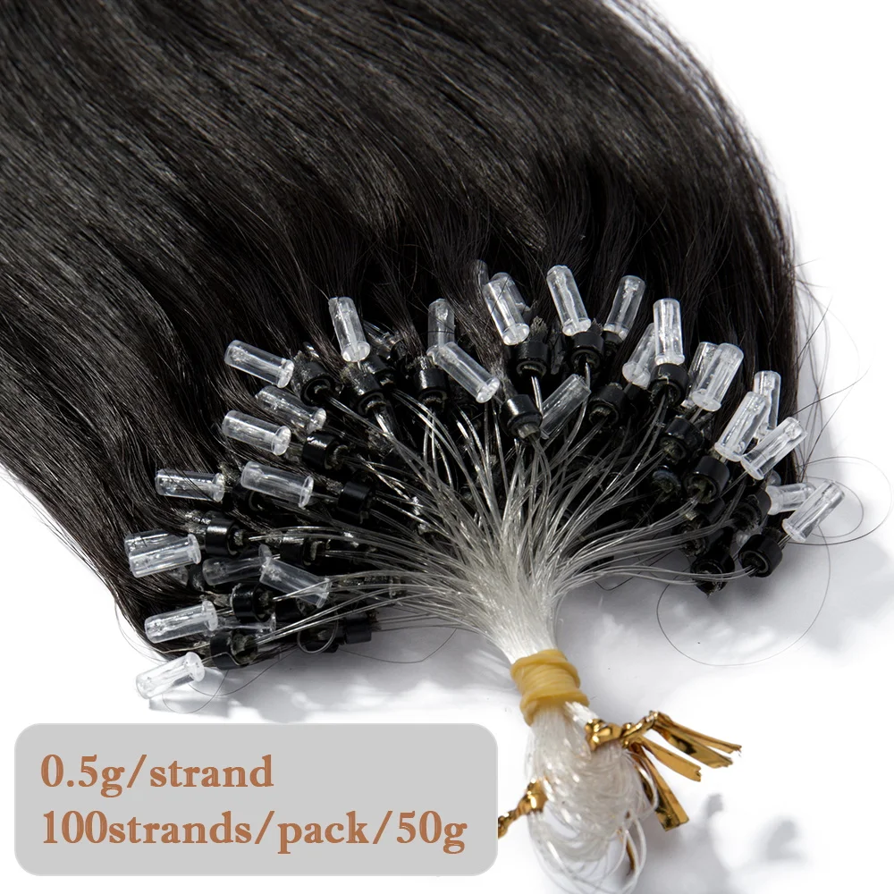 Top Trends: Rich Choices 100strnads Micro Loop Hair Extensions Straight Human Hair Micro Link Micro Bead Hair Extensions For Women Shoppable Styles - Image 3