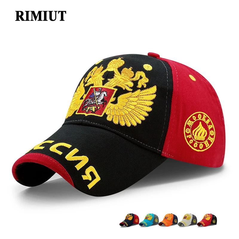 Top Trends: Rimiut Russia National Emblem Gold Double-Headed Eagle Cap Adjustable Cotton Hat Snapback Gorras Hip Hop Men Women Baseball Cap Shoppable Styles