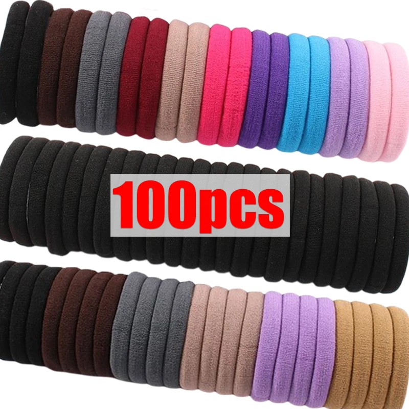 Top Trends: 100Pcs Women Girls Basic Hair Bands Simple Solid Colors High Elastic Headband Hair Ropes Ties Hair Accessories Ponytail Holder Shoppable Styles