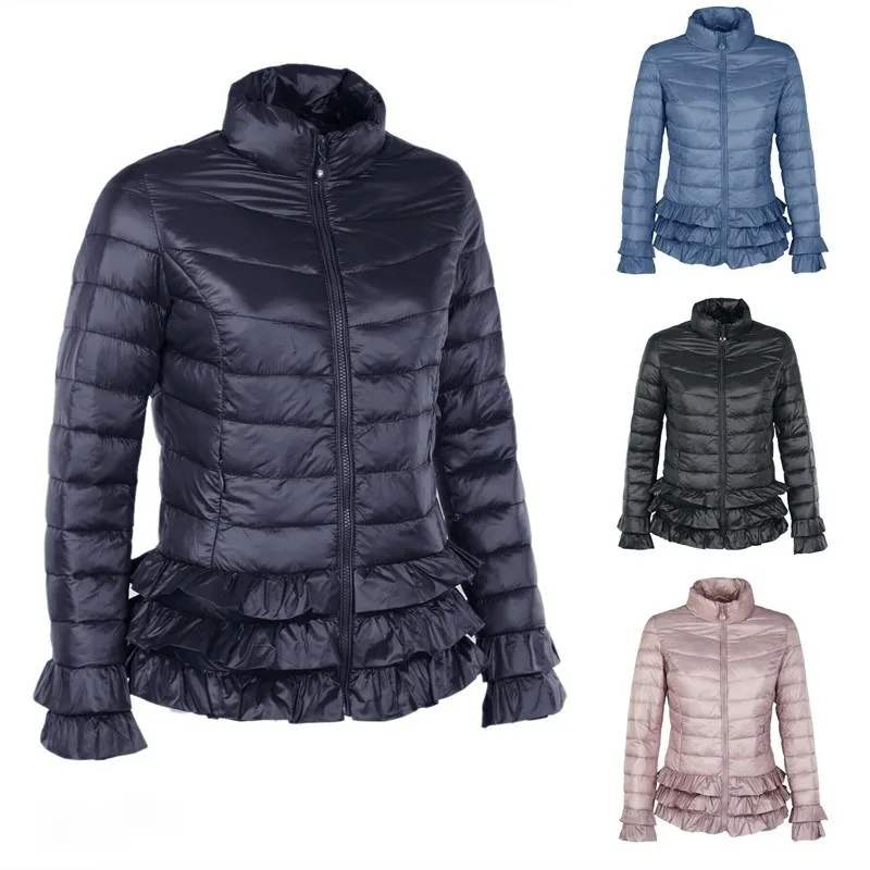 Top Trends: Women&#039;s Short Lotus Leaf Hem Cotton-padded Jacket Women&#039;s Cotton-padded Jacket Solid Color Zipper Standing Collar Cotton-padded Shoppable Styles