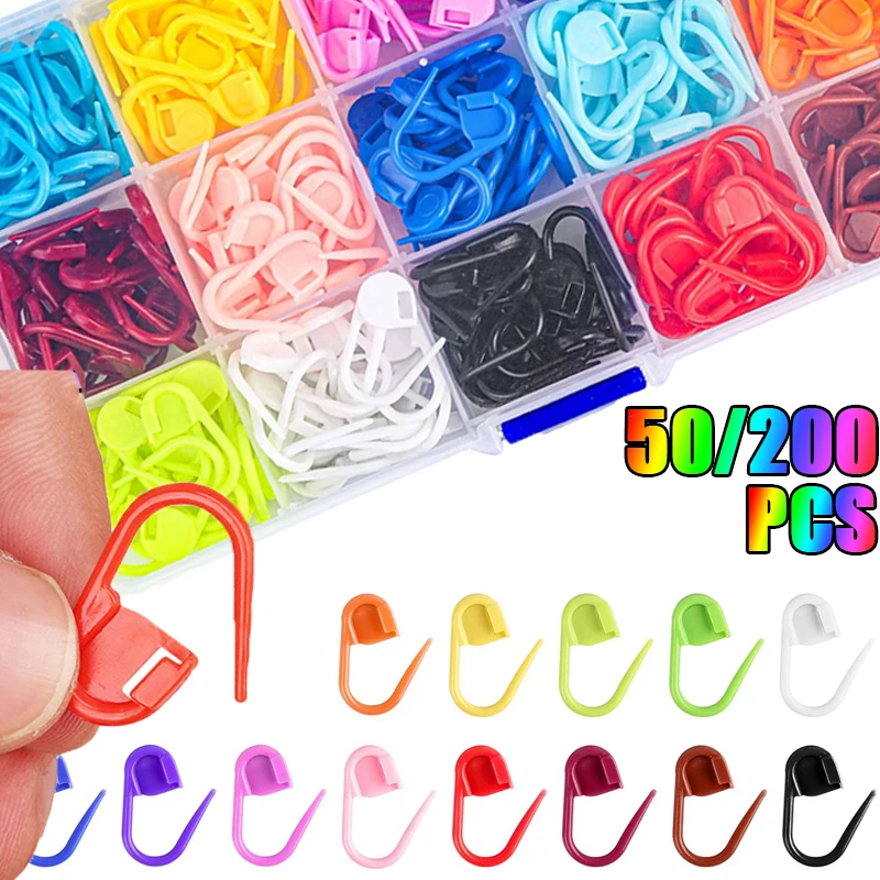 Top Trends: 50 / 200Pcs Multicolor Mini Resin Clip Locking Plastic DIY Sewing Sweater Needle Tools Stitch Markers Knitting Marking Pins Hooks Shoppable Styles