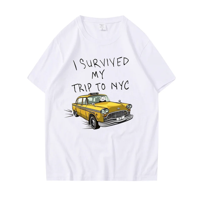 Top Trends: Tom Holland Same Style Tees I Survived My Trip To NYC Print Tops Casual Streetwear Men Women Unisex Fashion T Shirt Shoppable Styles