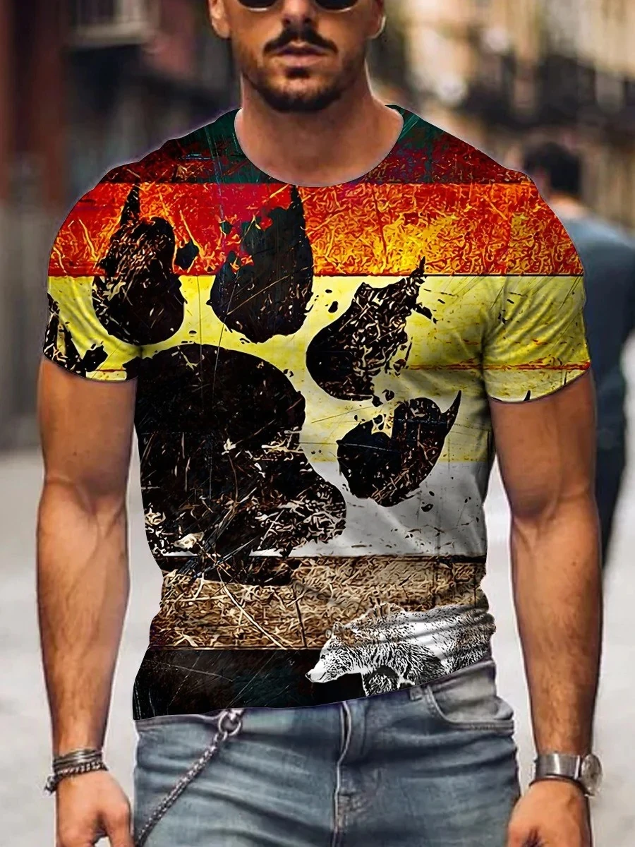 Top Trends: 2023 Summer Men&#039;s Printed Casual Crew Neck Short Sleeve T-Shirt Men&#039;s Bear Pride Paw Print Casual T-Shirt 3D Printed T Shirt Shoppable Styles