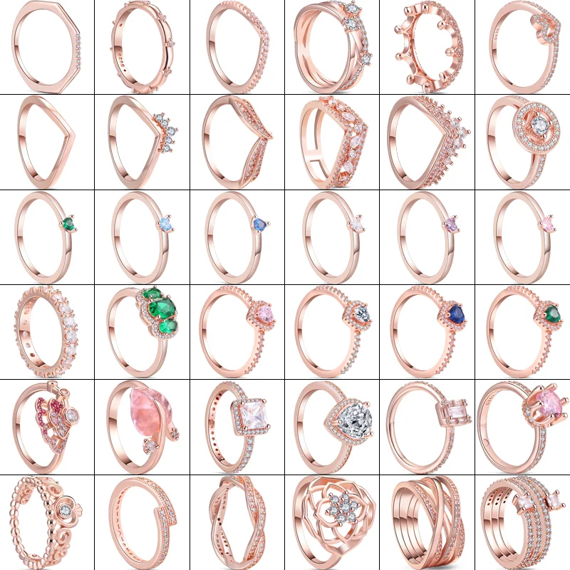 Top Trends: Authentic 925 Sterling Silver Crown Fan Heart Zircon Pavé Sparkling Multilayer Rose Gold Round Lucky Ring Women Original Jewelry Shoppable Styles