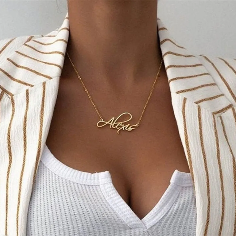 Top Trends: Name Necklace Personalized Gold Stainless Steel Letter Choker Necklace Custom Name Necklace Pendant Gift For Men Women Shoppable Styles