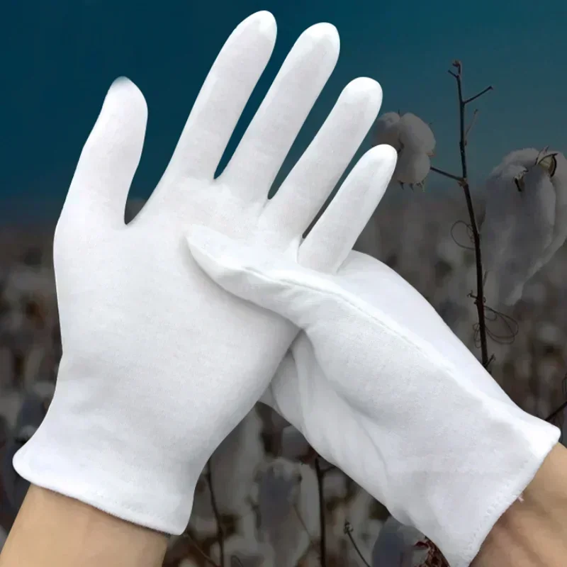 Top Trends: Fashion White Cotton Work Glove Men Women Handling High Stretch Thickened Household Cleaning Tools Durable Reusable Wholesale Shoppable Styles - Image 3