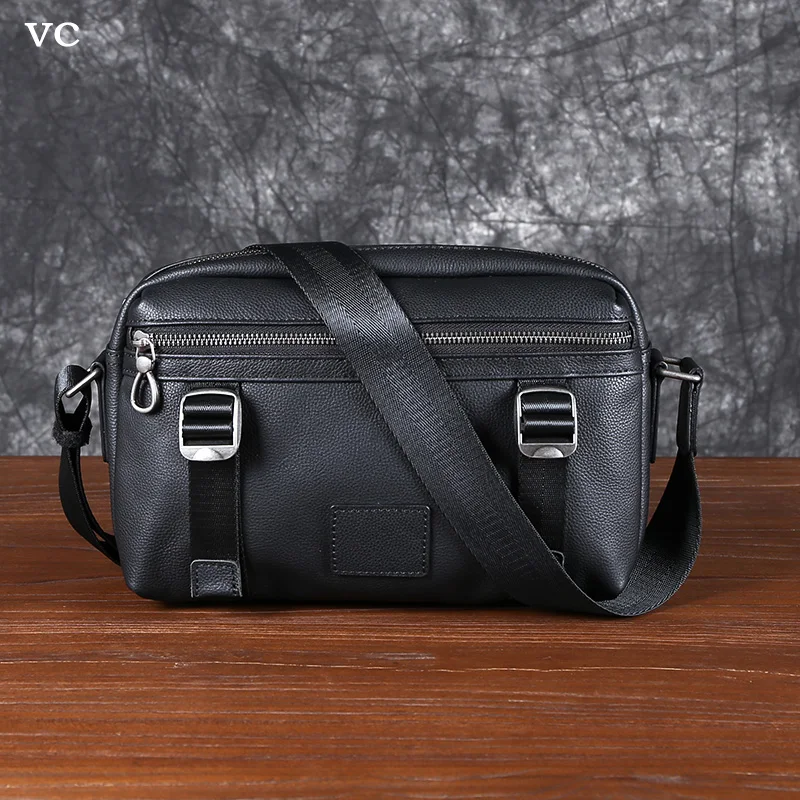 Top Trends: Leather Men's Single Shoulder Bow-Top Layer Cowhide Crossbody Bag Original Niche Cowhide Messenger Bag Personality Men's Bag Shoppable Styles