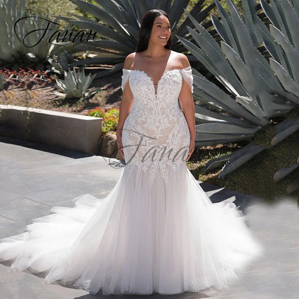 Top Trends: Oversized Sweetheart Mermaid Wedding Dress Plus Size Off The Shoulder Backless Robe De Mariée Lace Bridal Gown Vestidos Shoppable Styles